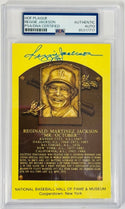 Reggie Jackson Autographed Hall of Fame Plaque Postcard (PSA)