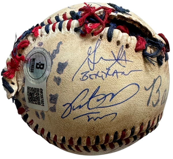 Sandlot Cast Signed Custom Baseball w/ Babe Ruth Facsimile (Beckett Witness)