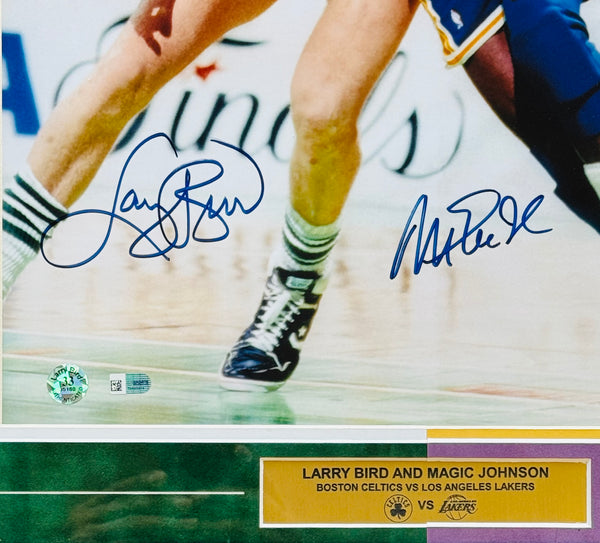Magic Johnson & Larry Bird Autographed Framed 16x20 Photo (Bird Holo)