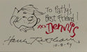 Hank Ketcham signed index card "Dennis The Menace "signed cartoonist autograph  (JSA)