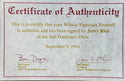 Jerry Rice Autographed Wilson White Panel Football
