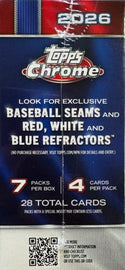 2026 Topps Chrome Baseball Blaster Box (Exclusive BB Seams & Red,White & Blue Refractors)