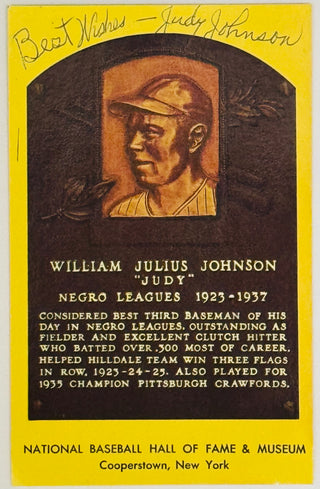 Judy Johnson Autographed Hall of Fame Plaque Postcard