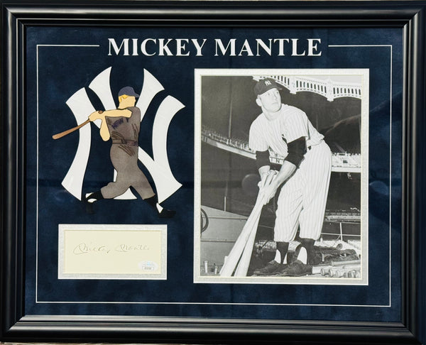 Mickey Mantle Autographed 3x5 Index Card Framed (JSA)