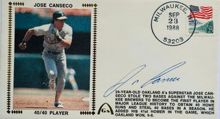 Jose Canseco Autographed First Day Cover Sep 23 1988 "40/40 Player" (JSA)