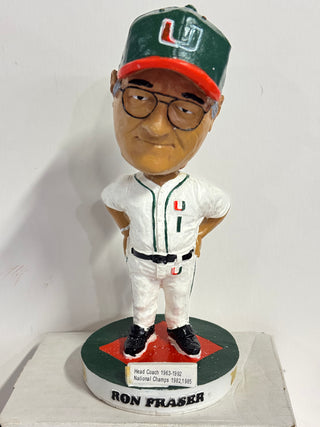 Ron Fraser Autographed Miami Hurricanes Bobblehead (JSA)