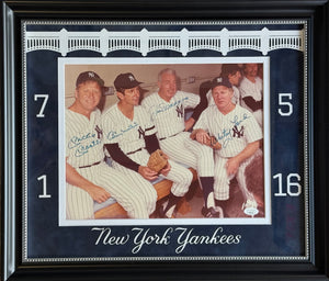 Mickey Mantle Billy Martin Joe DiMaggio & Whitey Ford Signed 11x14 Framed Photo (JSA)