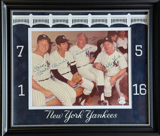 Mickey Mantle Billy Martin Joe DiMaggio & Whitey Ford Signed 11x14 Framed Photo (JSA)