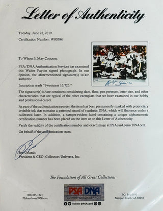 Walter Payton Autographed 8x10 Framed Football Photo (PSA)