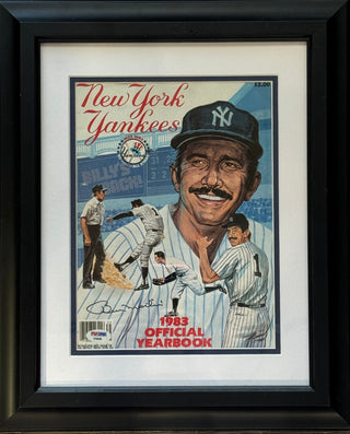 Billy Martin Autographed 1983 Yankees Official Yearbook Framed (PSA)