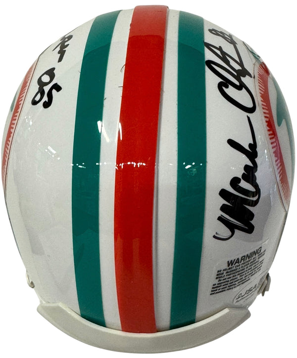 Mark Clayton & Mark Duper Autographed Dolphin Mini Helmet (JSA)
