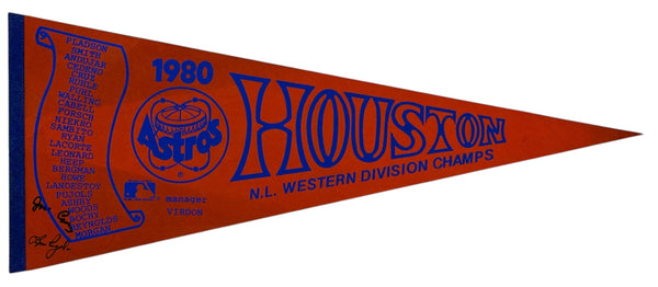 1980 Houston Astros Autographed Large Vintage Pennant Banner