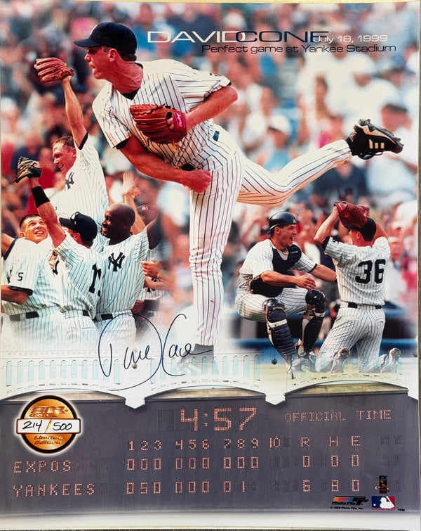 David Cone Autographed Yankees 16X20 Baseball Photo