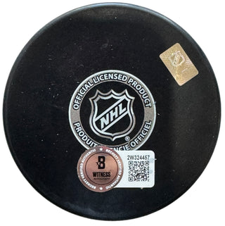 Gustav Forsling Autographed Panthers Puck (Beckett Witness)