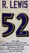 Ray Lewis Autographed Baltimore Ravens Custom Stat Jersey (Beckett)
