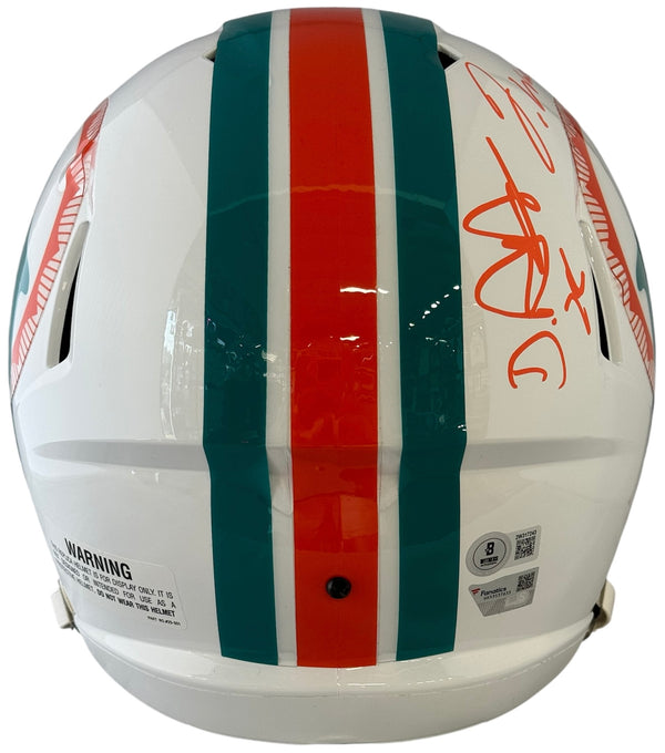 Jaylen Waddle De'Von Achane Tyreek Hill Signed Dolphins Throwback Helmet (Fanatics/Beckett)