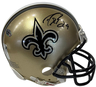 Drew Brees Autographed Saints Mini Helmet (Leaf)