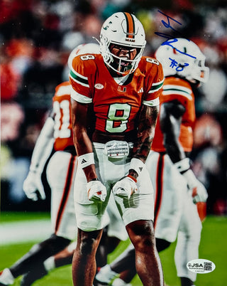 Jakobe Thomas Autographed Miami Hurricanes 8x10 Photo (JSA)