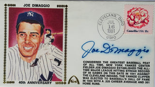 Joe DiMaggio Autographed First Day Cover July 16, 1981 "40th Anniversary" (JSA)