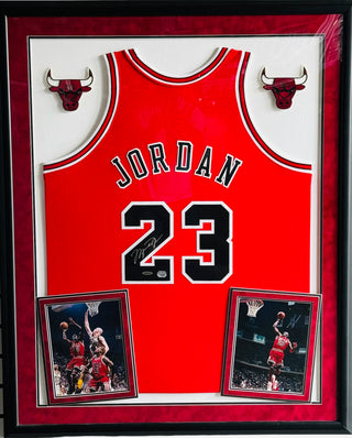 Michael Jordan Autographed Framed Chicago Bulls Jersey (UDA)