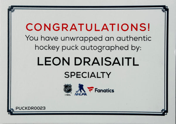 Leon Draisaitl Edmonton Oilers Authentic Autographed Official Game Puck (Fanatics)