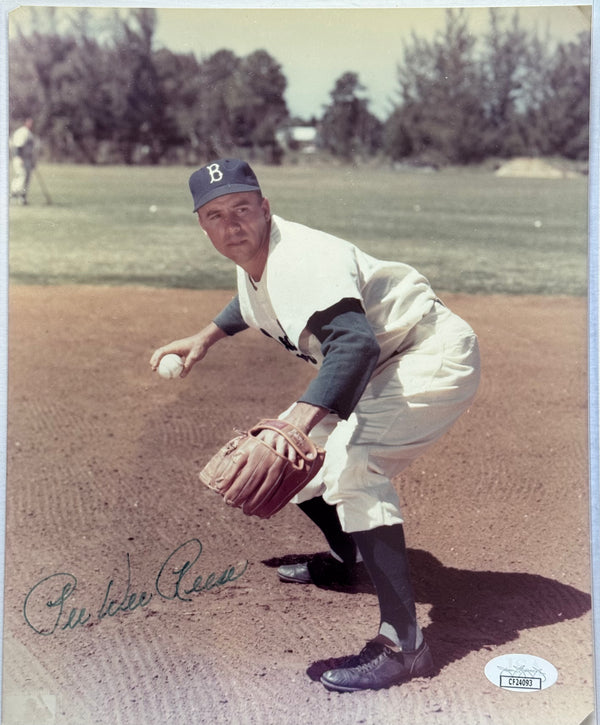 Pee Wee Reese Autographed Dodgers 8x10 Photo (JSA)