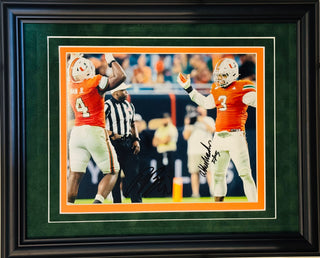 Rueben Bain Jr & Akheem Mesidor Autographed Miami Hurricanes 8x10 Framed Photo