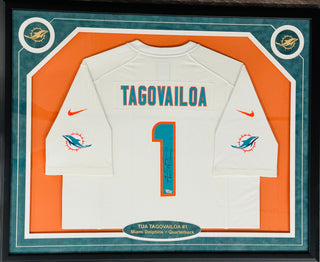 Tua Tagovailoa Autographed Framed Miami Dolphins Jersey (Fanatics)