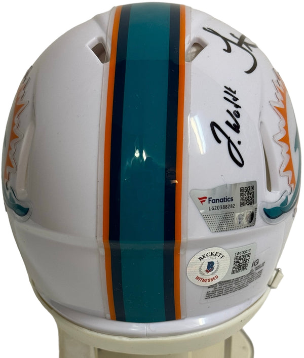 Tua Tagovailoa Jaylen Waddle Tyreek Hill Signed Speed Mini Helmet (BGS/Fanatics)