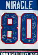 1980 US Olympic Hockey Team Signed Miracle on Ice Framed Jersey (Beckett)