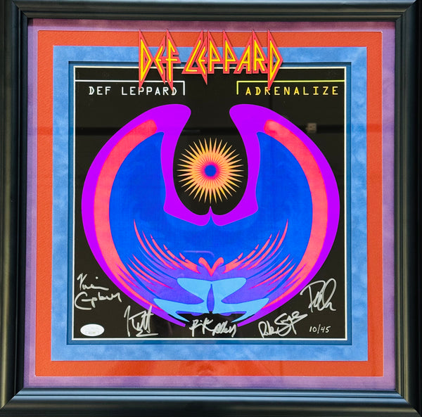 Def Leppard Autographed Adrenalize Alternative Album Art Print Framed L.E.10/45 (JSA)