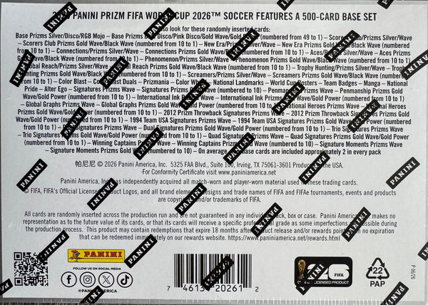 2026 Panini Prizm FIFA World Cup Soccer Mega Hobby Box