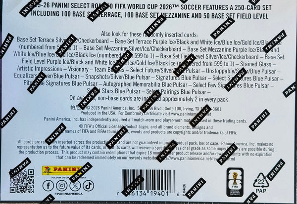 2025-26 Panini Select Road To World Cup Soccer Hobby Mega Box