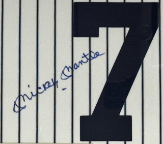 Mickey Mantle Autographed N.Y. Yankees Jersey Swatch Framed (Beckett&JSA)