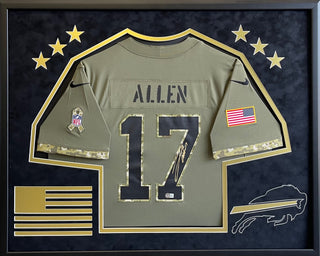 Josh Allen Autographed Framed Salute To Service Buffalo Bills Jersey (Beckett)