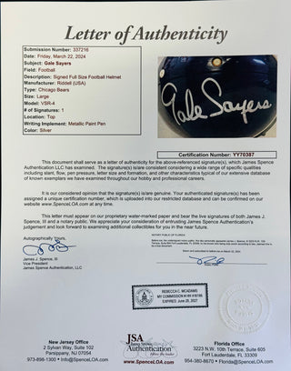 Gale Sayers Autographed Chicago Bears Authentic Helmet (JSA)