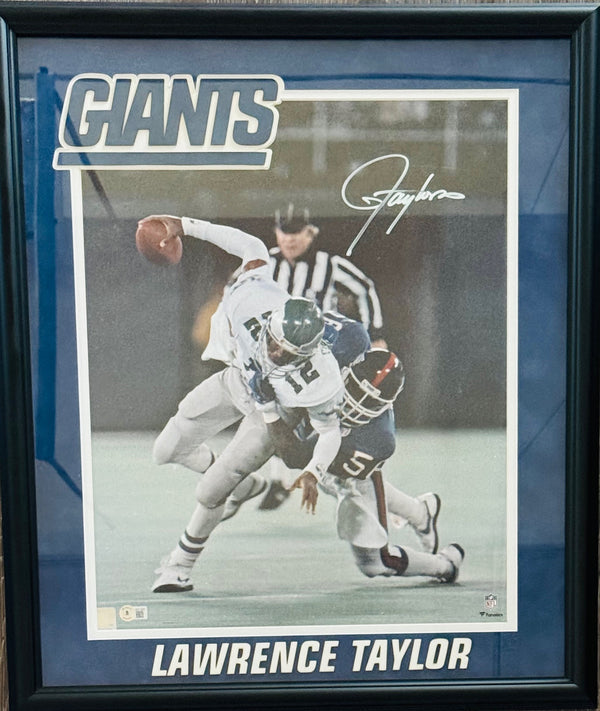 Lawrence Taylor Autographed Framed 16x20 Photo (Beckett)