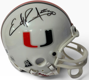 Ed Reed Autographed Miami Hurricanes Mini Helmet (JSA)