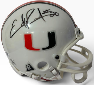 Ed Reed Autographed Miami Hurricanes Mini Helmet (JSA)