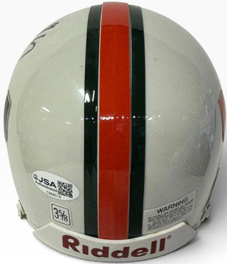 Edgerrin James Autographed Hurricanes Mini Helmet (JSA)
