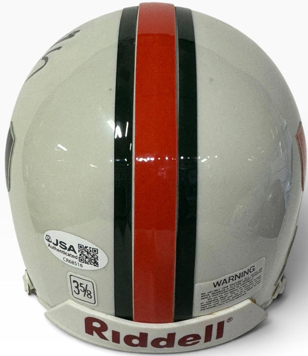 Edgerrin James Autographed Hurricanes Mini Helmet (JSA)