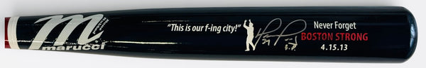 David Ortiz Signed Marucci Game Model Bat Never Forget Boston Strong 4.15.13 (JSA)