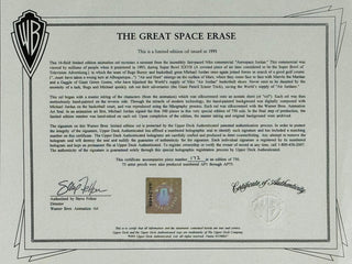 Michael Jordan Signed "The Great Space Erase" L.E. Cel /750 Upper Deck & Warner Bros.