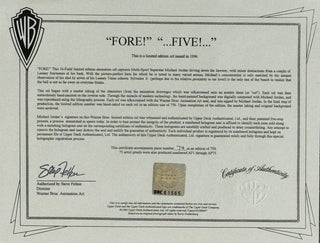 Michael Jordan Signed "FORE" "...FIVE!.." L.E. Cel /750 Upper Deck & Warner Bros.