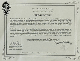 Muhammad Ali Signed "The Greatest" L.E. Cel 220 /350  Warner Bros. Animation Art 1996