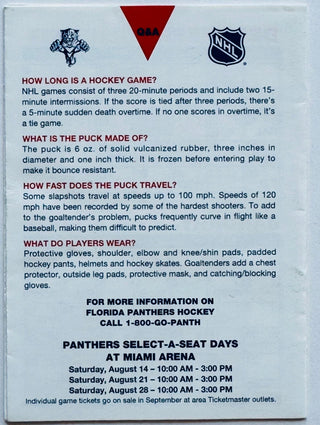 Wayne Huizenga Autographed 1993 Inaugural Year Panthers Schedule