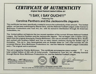 Kerry Collins Tony Boselli Signed "I Say, I Say Ouch" L.E. Cel 9/250 Warner Bros. 1995