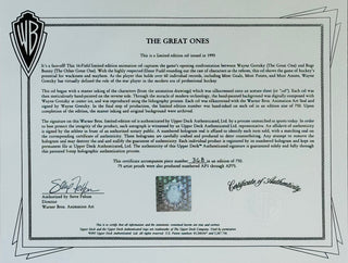 Wayne Gretzky Signed "The Great Ones" L.E. Cel 368/750 Upper Deck & Warner Bros. 1995