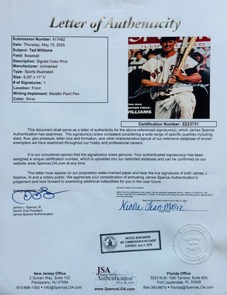 Ted Williams Autographed 8x10 Signed Sports Illustrated Color Print (JSA)