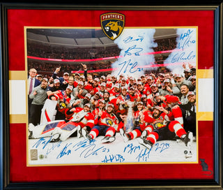 Florida Panthers Multi Signed 2024 Stanley Cup Champions 16x20 Framed Photo (Beckett)